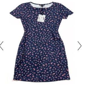 NWT Stitch Fix 41 Hawthorn Brigitte Knit Dress Ditsy Floral Navy‎ Blue Medium